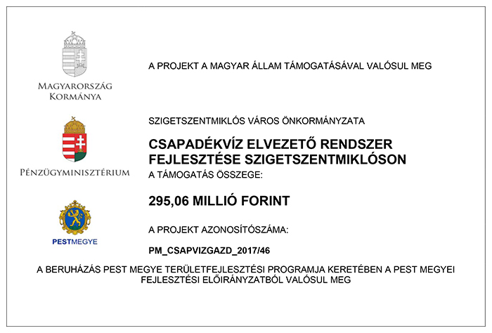 Csapadékvíz elvezető rendszer fejlesztése Stigetszentmiklóson